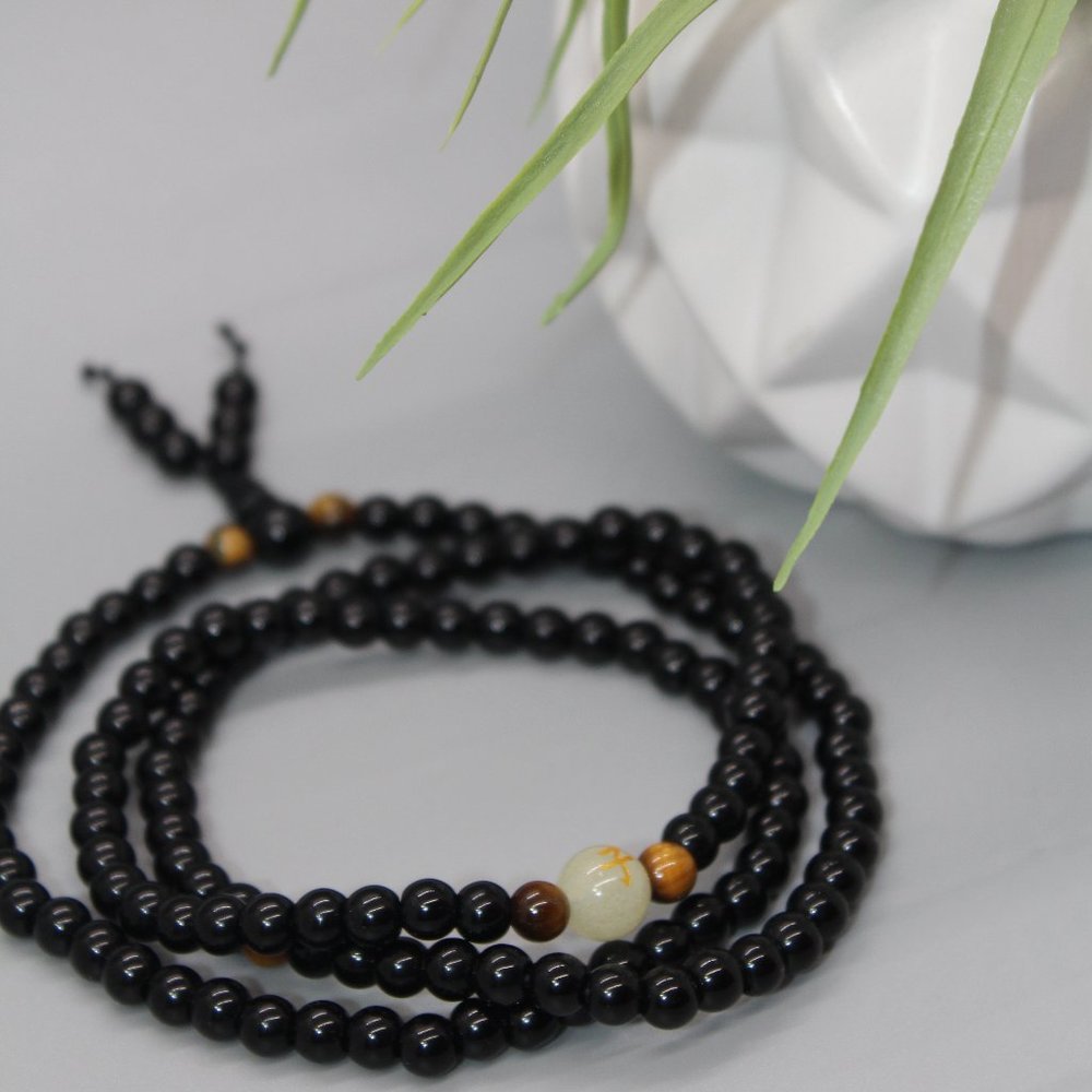 Obsidian Multi-Circle Bead Bracelet-Luminous Stone